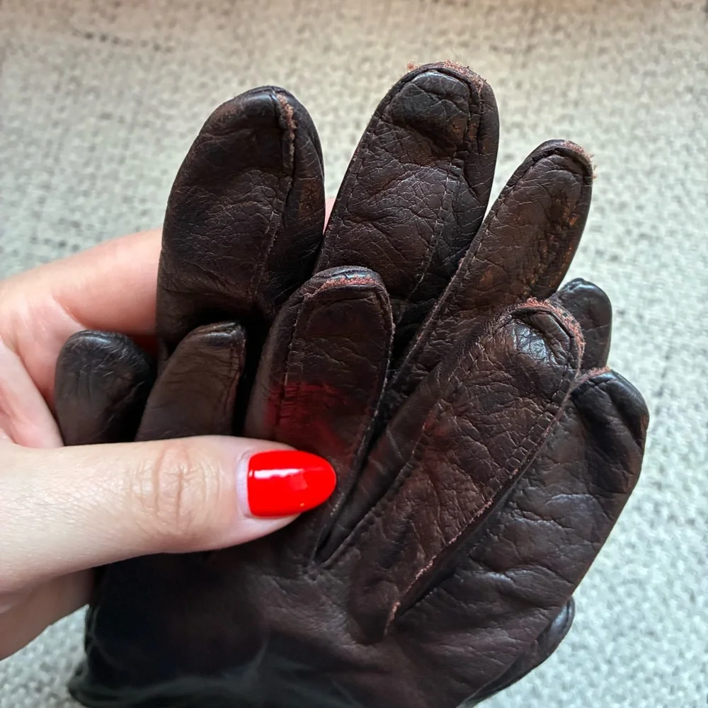 VTG Nordstrom Dark Brown Leather Gloves